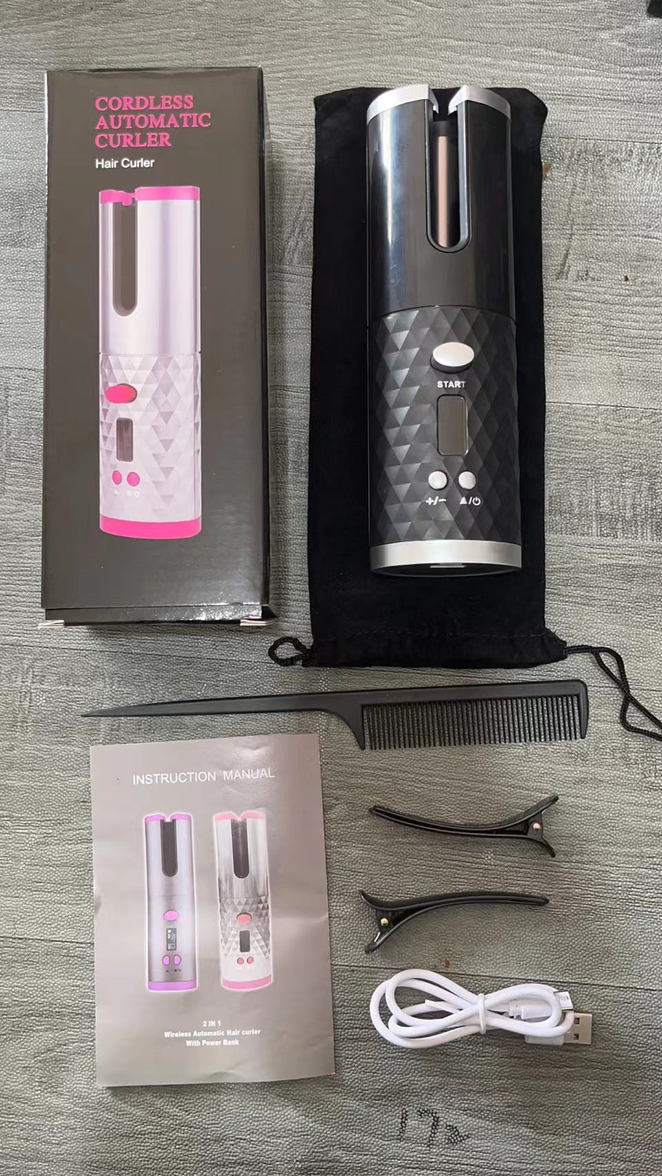 Cordless Automatic Hair Curler Black