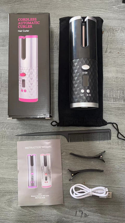 Cordless Automatic Hair Curler Black